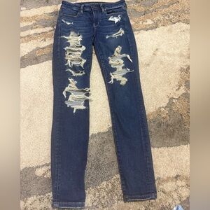 American Eagle Outfitters Ripped Dark Blue Jeggings Jeans size 6